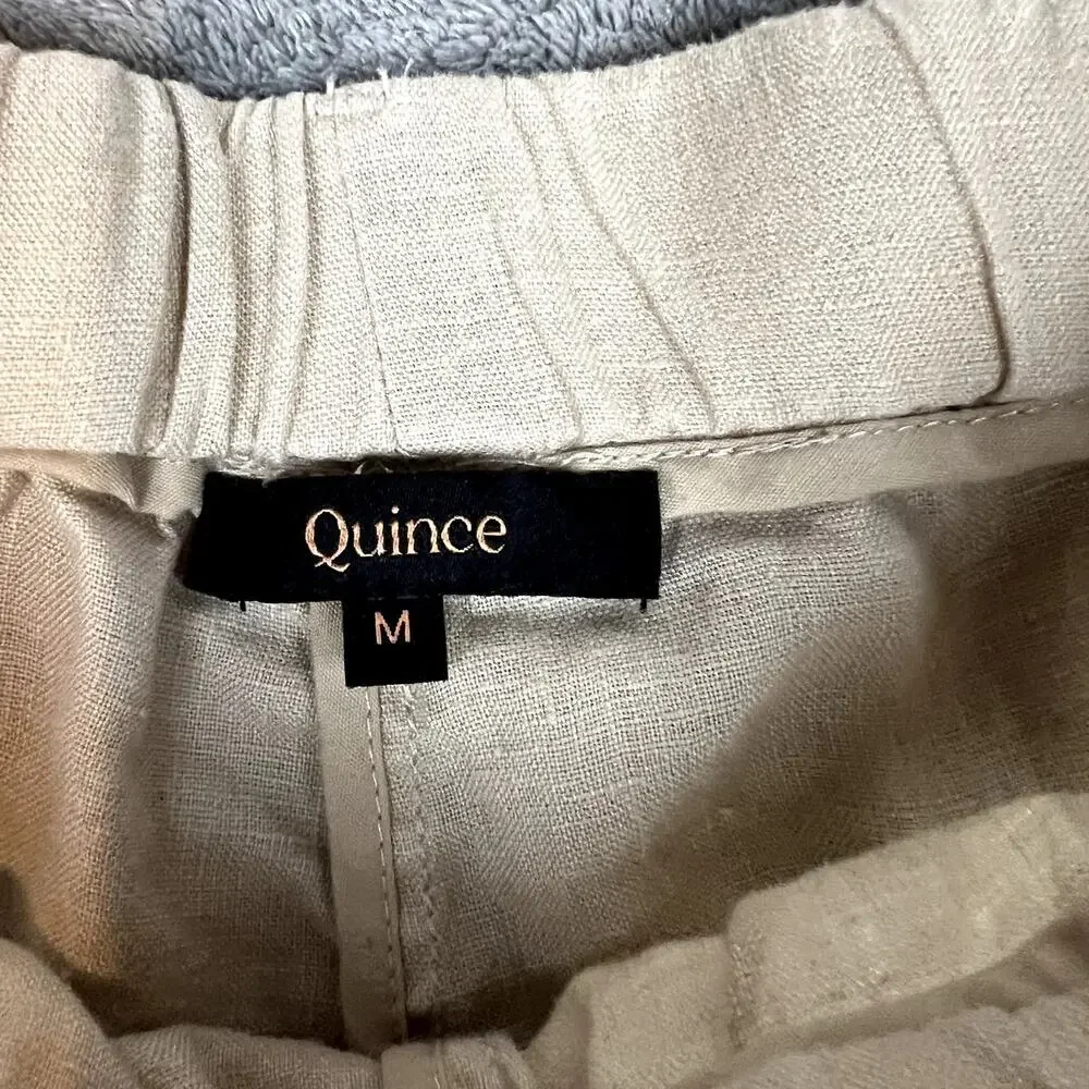 Quince Pants Womens M 100% Linen Career Minimalist Lightweight Stretch Waistband